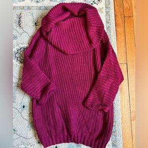 Red cowlneck sweater